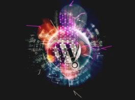 A stylized WordPress logo against a black background.